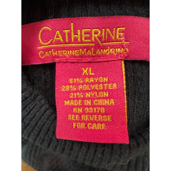 Catherine Malandrino Navy Cold Shoulder Ribbed Sweater Women XL Rayon/Polyester/ - Picture 6 of 16